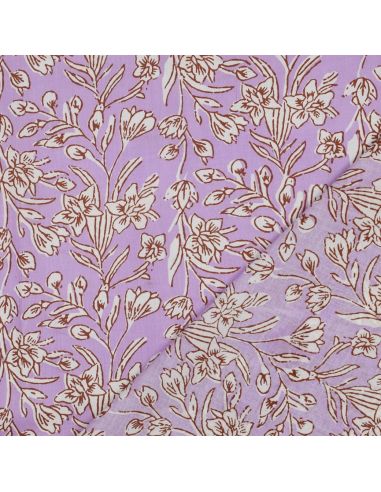 Tessuto di cotone indiano block print Kirine - Lilla