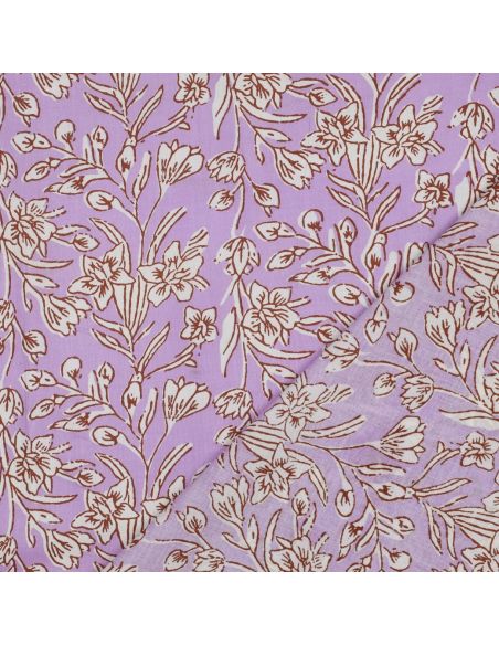 Tessuto di cotone indiano block print Kirine - Lilla