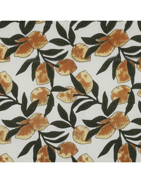 Tessuto di cotone indiano block print Limoni - Foglie verdi