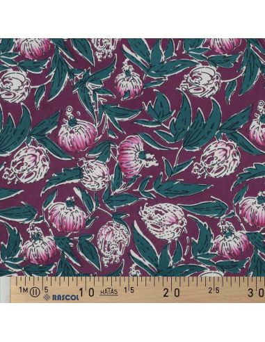 Tessuto di cotone indiano block print Serina - Melanzana
