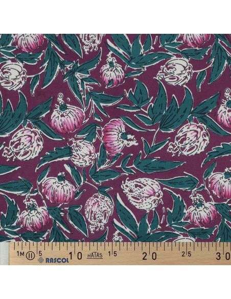 Tessuto di cotone indiano block print Serina - Melanzana