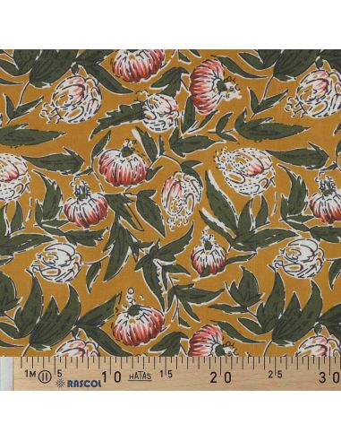 Tessuto di cotone indiano block print Serina - Ocra