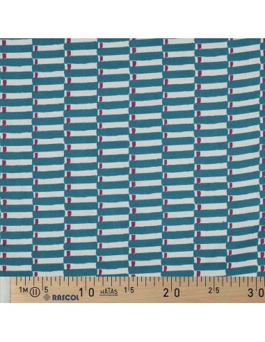 Tessuto di cotone indiano block print Indra - Blu petrolio