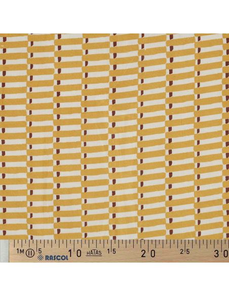 Tessuto di cotone indiano block print Indra - Ocra