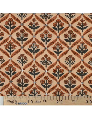 Tessuto di cotone indiano block print Solenne - Rame