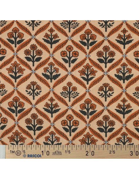Tessuto di cotone indiano block print Solenne - Rame