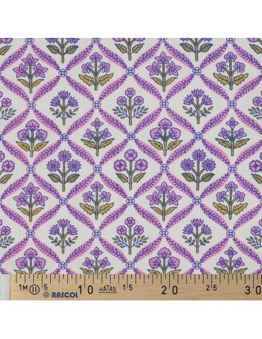Tessuto di cotone indiano block print Solenne - Rosa