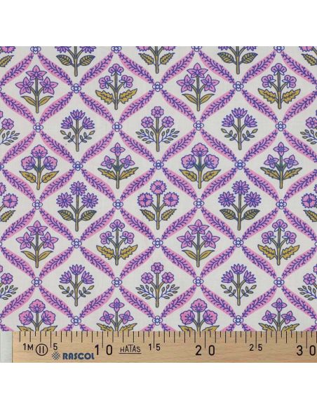 Tessuto di cotone indiano block print Solenne - Rosa