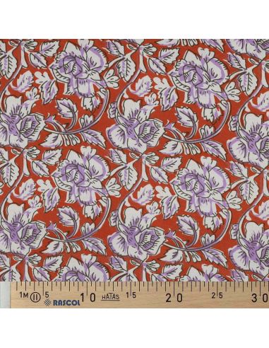Tessuto di cotone indiano block print Jasmine - Terracotta