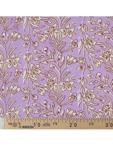 Tessuto di cotone indiano block print Kirine - Lilla