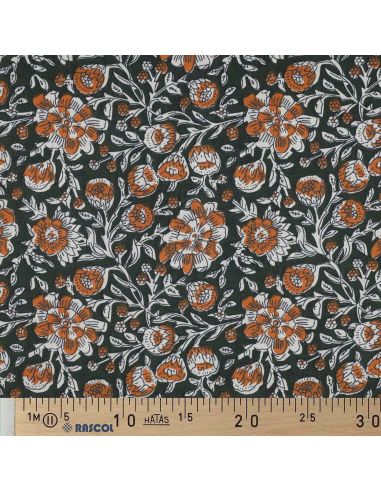Tessuto di cotone indiano block print Myrène - Verde