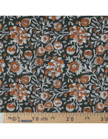 Tessuto di cotone indiano block print Myrène - Verde