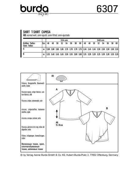 Modello di t-shirt - Burda 6307