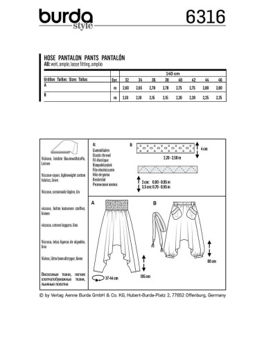 Modello di pantaloni - Burda 6316