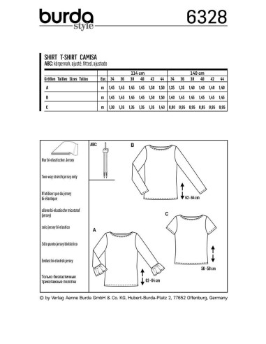 Modello di t-shirt - Burda 6328