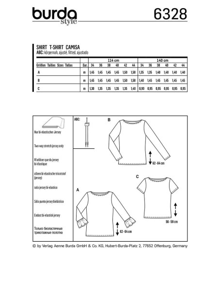 Modello di t-shirt - Burda 6328
