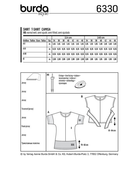 Modello di t-shirt - Burda 6330