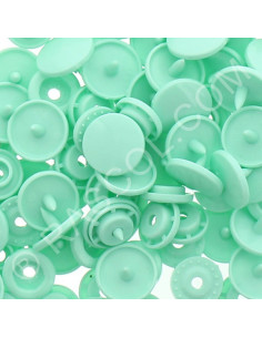 Confezione di 25 bottoni a pressione in resina KAM rotondi - Verde menta