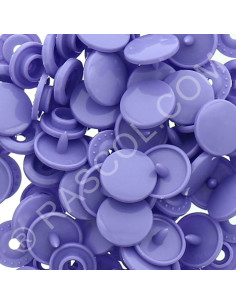 Confezione di 25 bottoni a pressione in resina KAM rotondi - Lilla