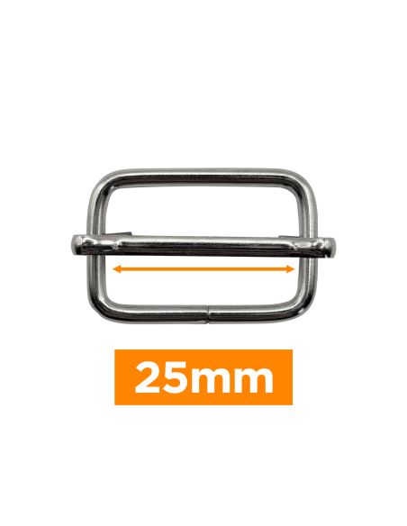 Fibbia scorrevole premium - Argento 25 mm