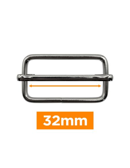 Fibbia scorrevole premium - Argento 32 mm