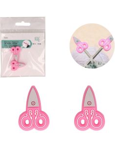 Tappi ferma-maglia per ferri da maglia - Forbici rosa