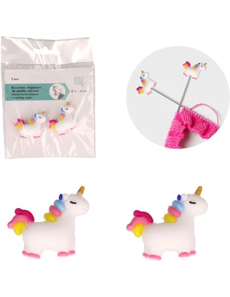 Tappi ferma-maglia per ferri da maglia - Unicorno