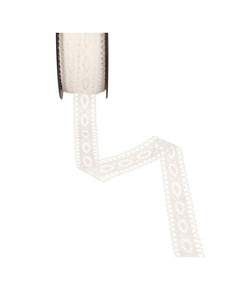 Pizzo di cotone tra due Margherite 21 mm - Bianco