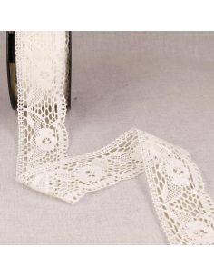 Pizzo di cotone tra due Margherite 50 mm - Bianco