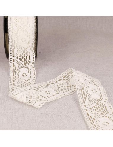 Pizzo di cotone tra due Margherite 50 mm - Bianco