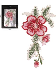 Toppa fiore perline da cucire XL - Rosa e rosso
