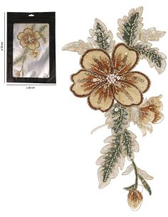 Toppa fiore perline da cucire XL - Marrone