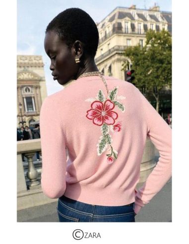 Toppa fiore perline da cucire XL - Rosa e rosso
