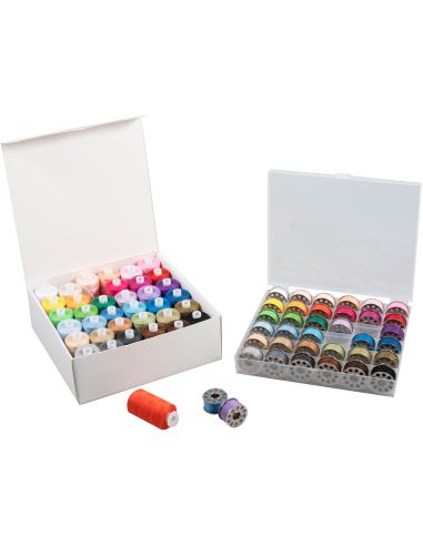 Kit di fili da cucire e bobine in metallo piatte – 72 pezzi – colori assortiti