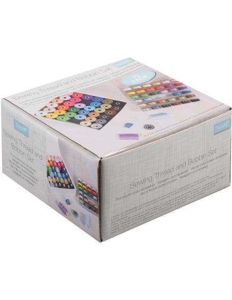 Kit di fili da cucire e bobine in metallo piatte – 72 pezzi – colori assortiti