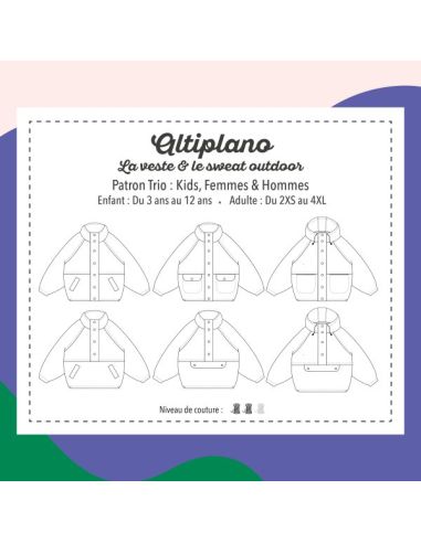 Modello di felpa e giacca outdoor per bambini e adulti - Marmaï Patterns