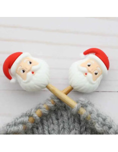 Tappi ferma-maglia per ferri da maglia - Babbo Natale
