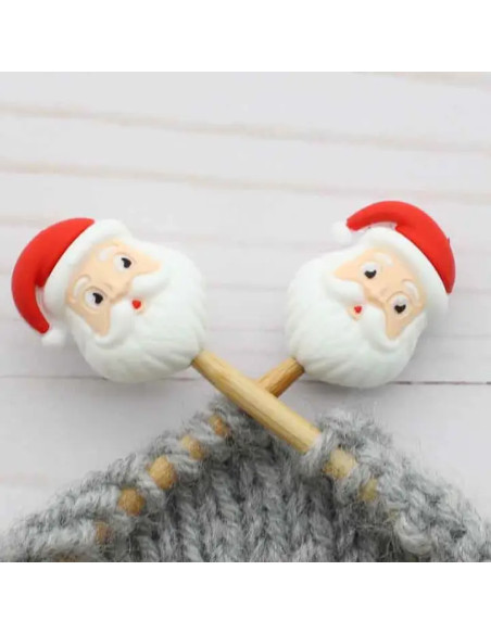 Tappi ferma-maglia per ferri da maglia - Babbo Natale
