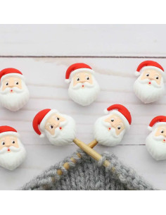 Tappi ferma-maglia per ferri da maglia - Babbo Natale 2