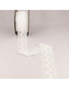 Pizzo di cotone tra due Onde 45 mm - Bianco