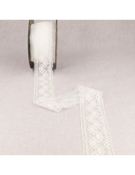 Pizzo di cotone tra due Onde 45 mm - Bianco