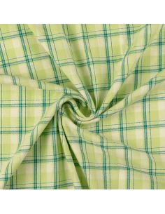 Tessuto flanella tartan scozzese - Verde righe menta