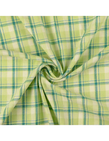 Tessuto flanella tartan scozzese - Verde righe menta
