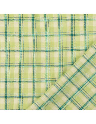 Tessuto flanella tartan scozzese - Verde righe menta