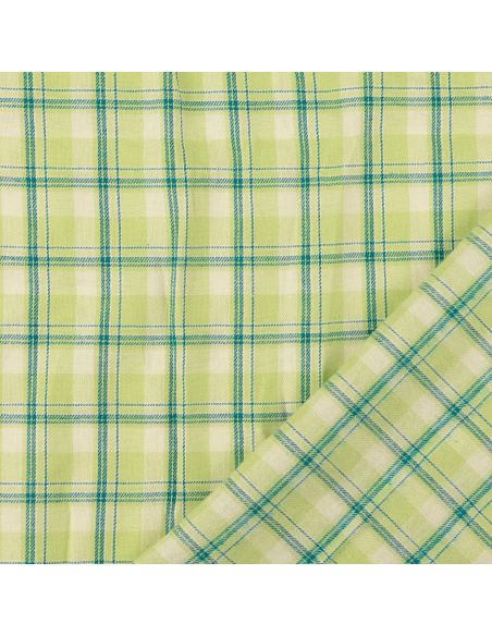 Tessuto flanella tartan scozzese - Verde righe menta