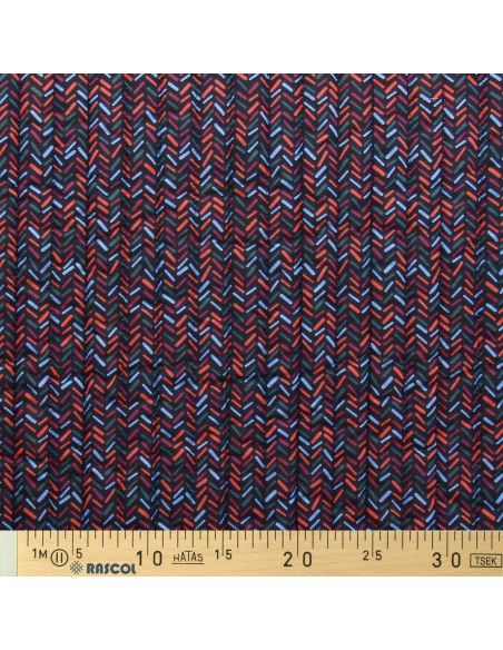 Tessuto di cotone trapuntato Lafleur - Beige e blu