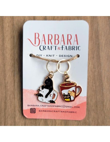 Set di 2 anelli segnapunti - Gatto e tazza