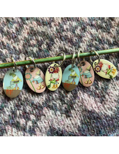 Set di 6 anelli marcapunti - Gnomo e fiore 2