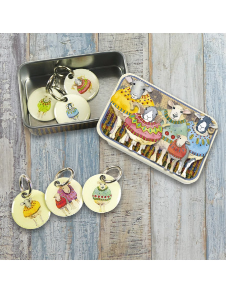 Set di 6 anelli marcapunti - Pecora e maglione