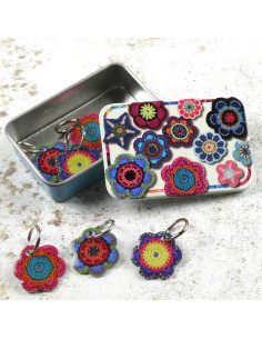Set di 6 anelli marcapunti - Maglia fiorita